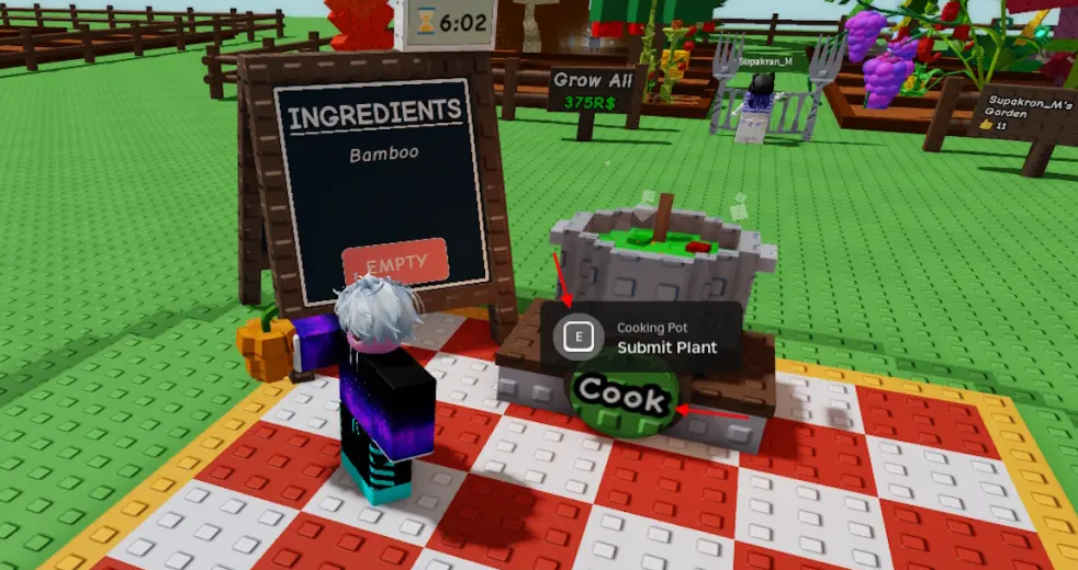 Cooking Recipe in Grow a Garden