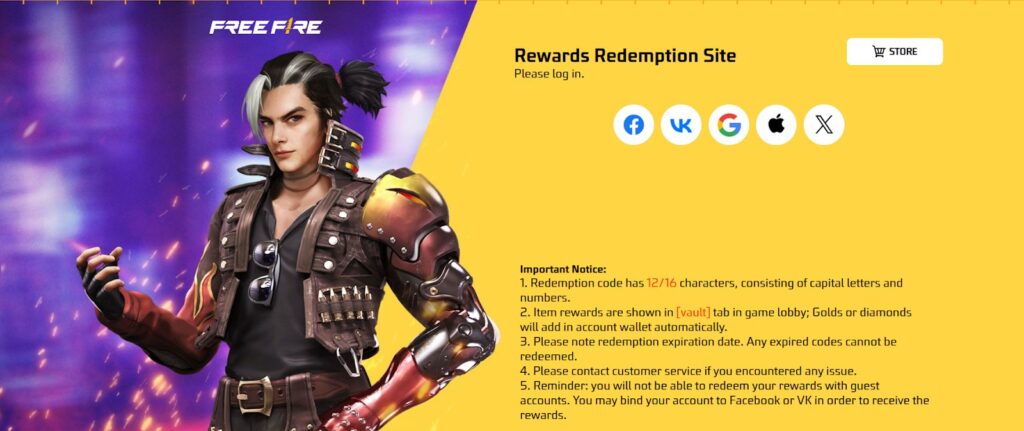 Free Fire Redeem Codes